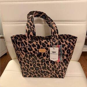 Consuela Wild Leopard Ruth Tote in Black and Tan